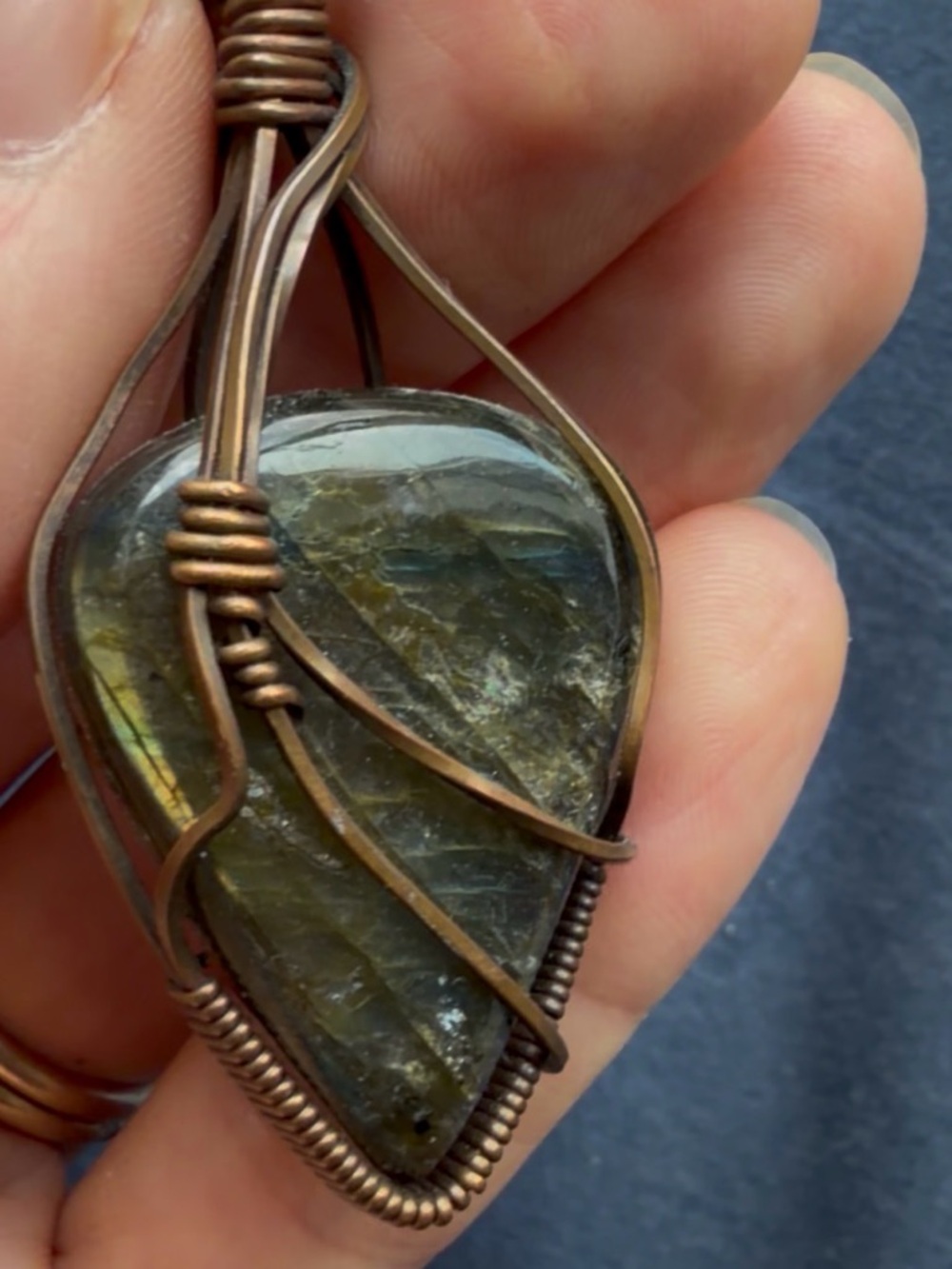 Copper Wrapped Labradorite Necklace - Picture 9 of 11